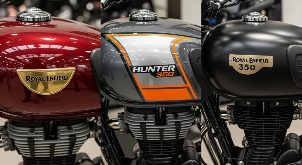 Royal Enfield Classic और Hunter 350cc का design close-up.862Z